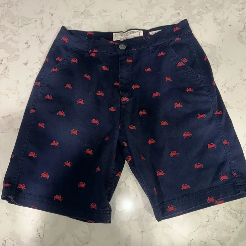 Vintage Genes, Men’s Blue Crab Shorts, original flat front shorts